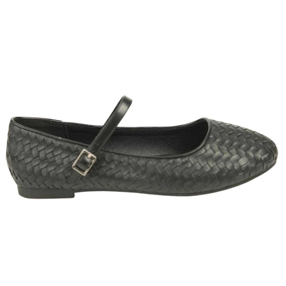 Where�'s That From Womens/Ladies Basket Weave Flat Mary Janes / Black